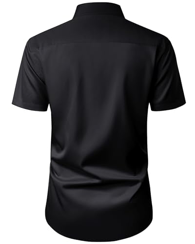 J.VER Mens Short Sleeve Dress Shirts Solid Wrinkle Free Casual Button Down Shirt with Pocket