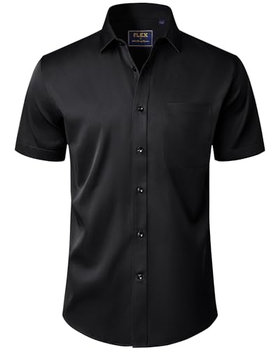 J.VER Mens Short Sleeve Dress Shirts Solid Wrinkle Free Casual Button Down Shirt with Pocket