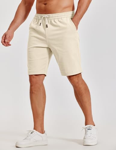 COOFANDY Men's Cotton Drawstring Casual Beach Shorts