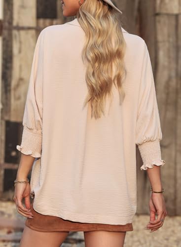 Dokotoo 3/4 Length Sleeve Womens Tops Dressy Blouses Collared Shirts
