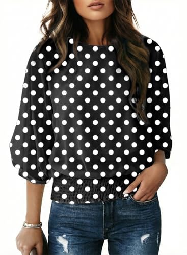 Dokotoo Womens Blouses Dressy Casual Boat Neck Flowy Chiffon Blouses Poncho Batwing Tops