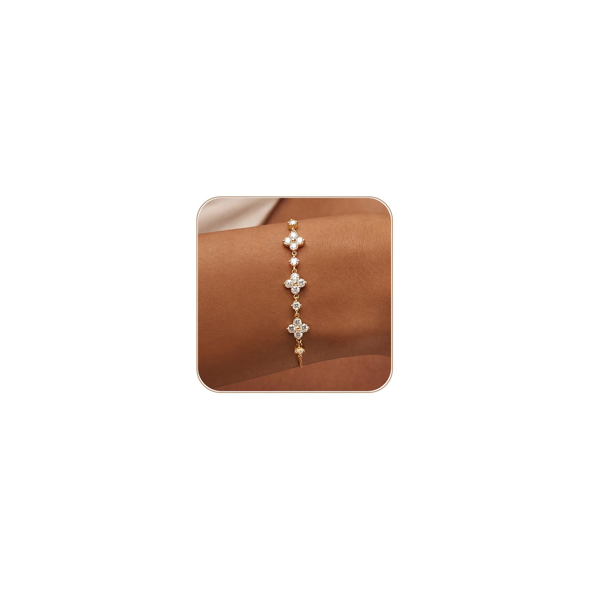 uniqtrue Women's 14K Gold-Plated Cubic Zirconia Hand Chain Bracelet