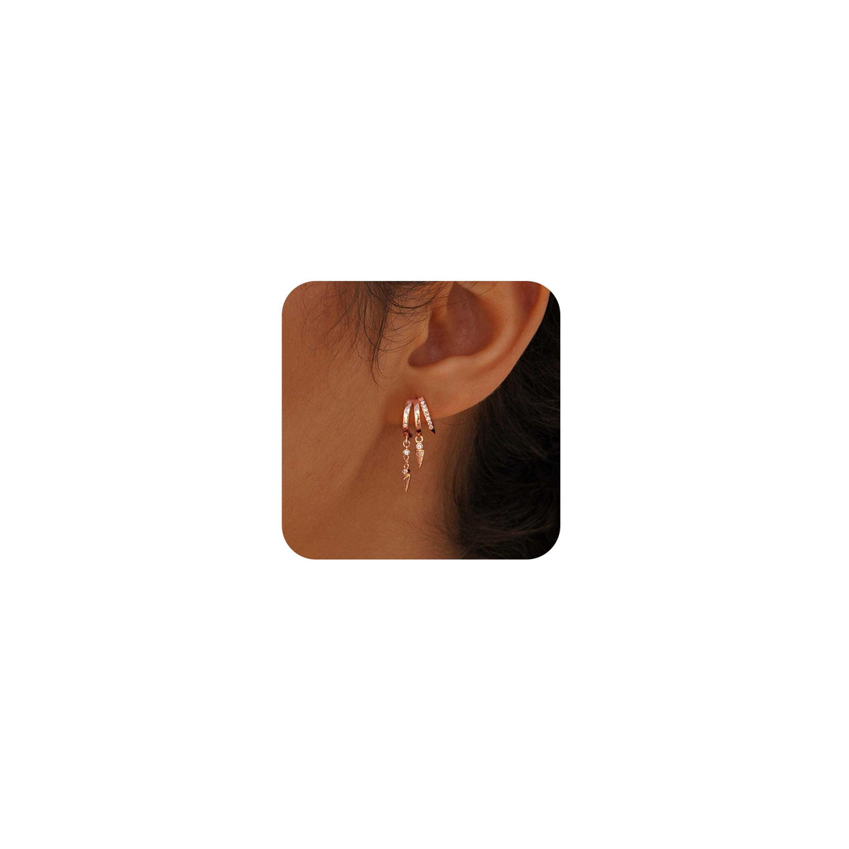 SELSHE Women's 14K Gold-Plated Triple Huggie Drop Earrings