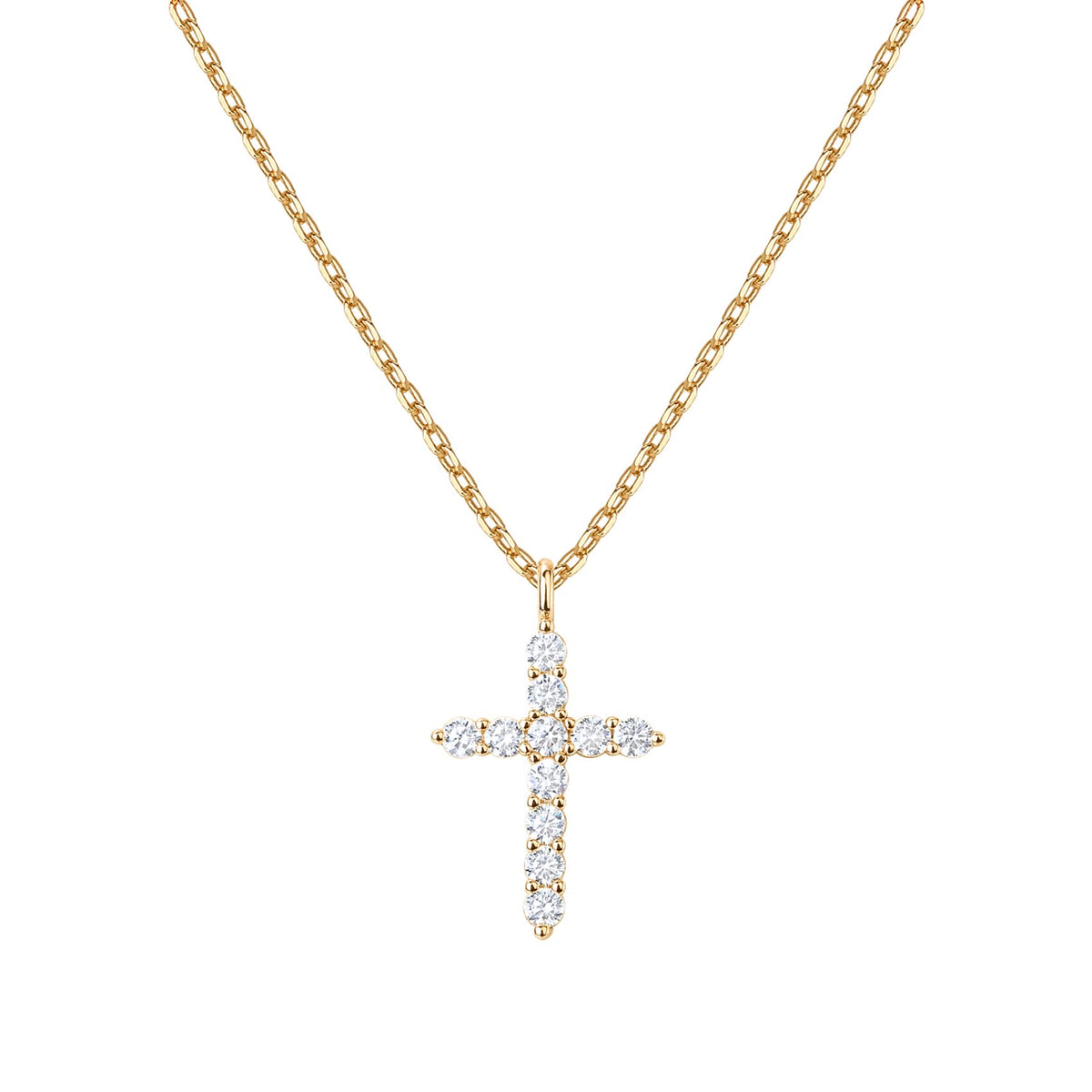 PAVOI Women's 14K Gold-Plated Cubic Zirconia Cross Necklace