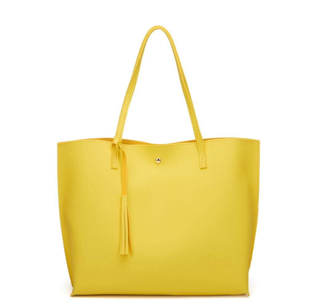 Dreubea Women's Soft Faux Leather Large Tassel Tote Shoulder Bag