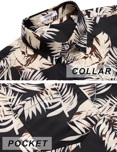 COOFANDY Mens Hawaiian Shirts Short Sleeve Tropical Button Down Shirts Floral Summer Beach Shirt