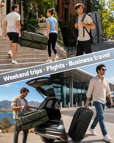 Smasrob 83L Rolling Duffle Bag with Wheels and Backpack Straps