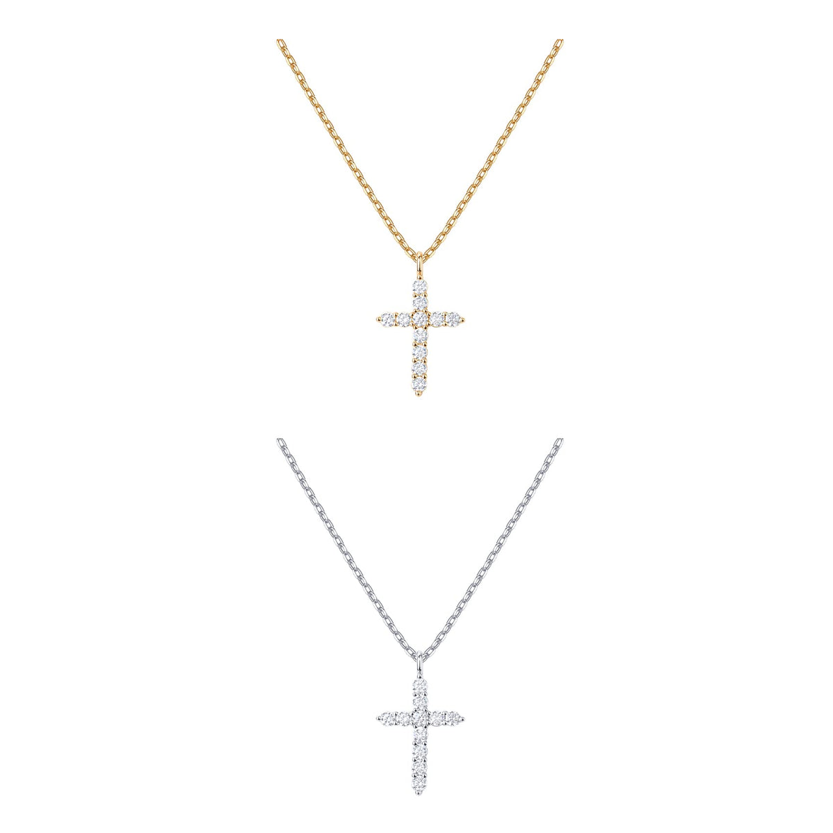 PAVOI Women's 14K Gold-Plated Cubic Zirconia Cross Necklace