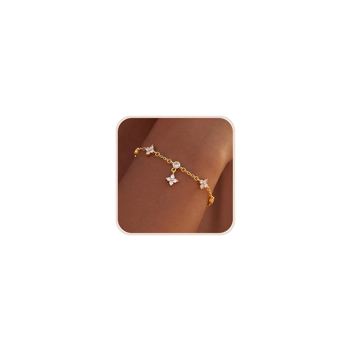 uniqtrue Women's 14K Gold-Plated Cubic Zirconia Hand Chain Bracelet