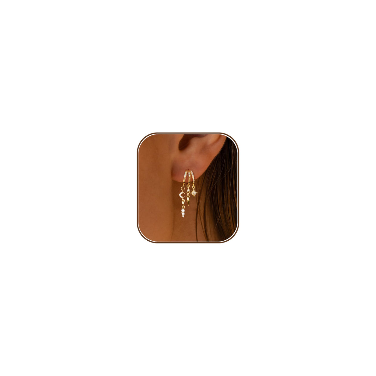 SELSHE Women's 14K Gold-Plated Triple Huggie Drop Earrings