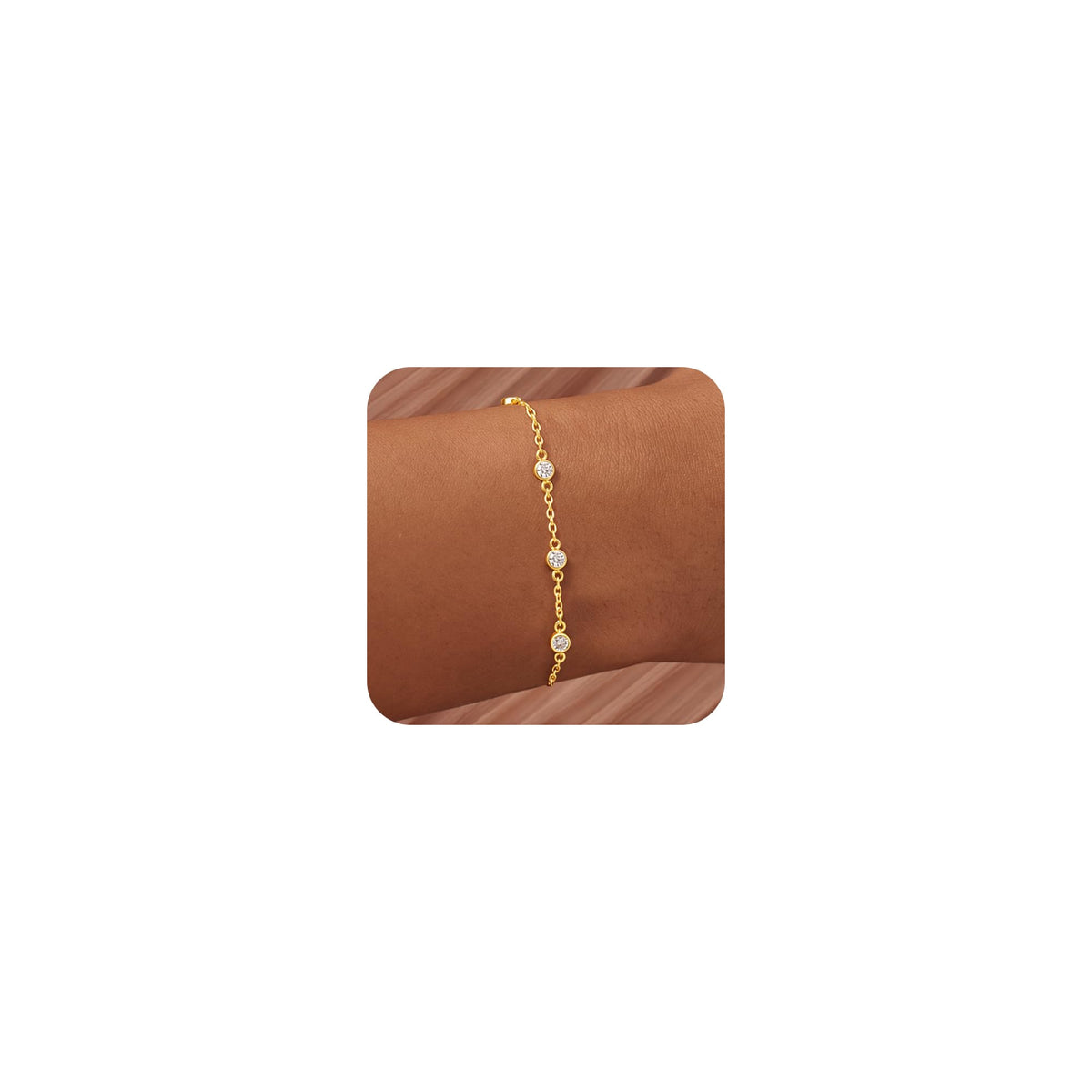 uniqtrue Women's 14K Gold-Plated Cubic Zirconia Hand Chain Bracelet