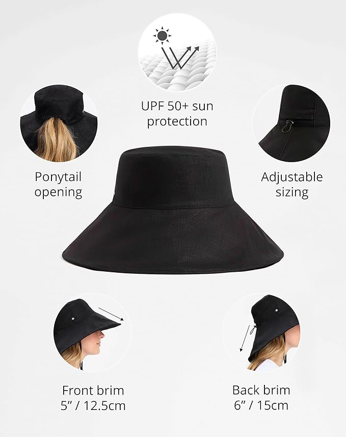 Solbari Women’s Ultra-Wide Cotton Linen Sun Hat UPF 50+