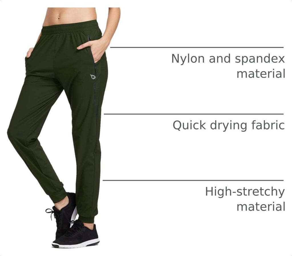baleaf Women's Joggers Hiking Pants with Zipper Pockets Lightweight Workout