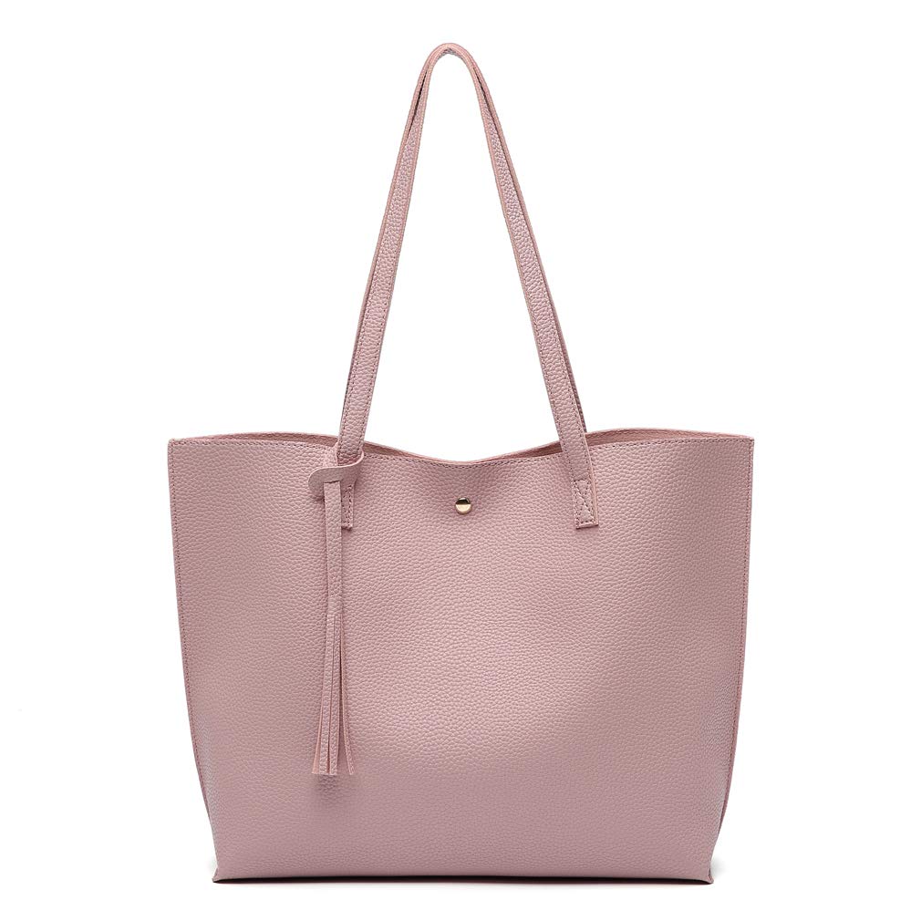 Dreubea Women's Soft Faux Leather Large Tassel Tote Shoulder Bag