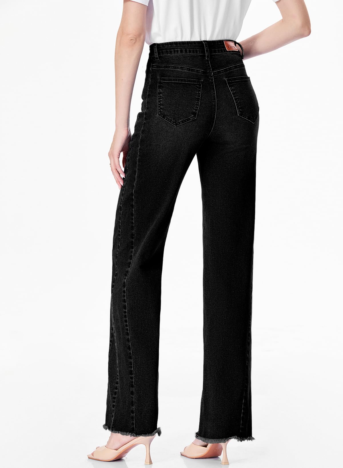 Sidefeel Women's Wide Leg Jeans High Waisted Stretchy Denim Pants
