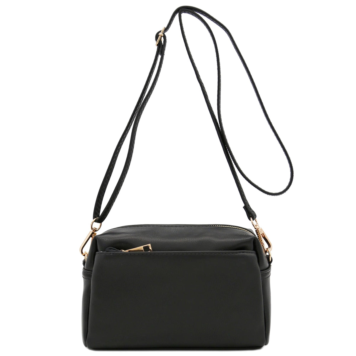 FashionPuzzle Triple Zip Small Crossbody Shoulder Bag
