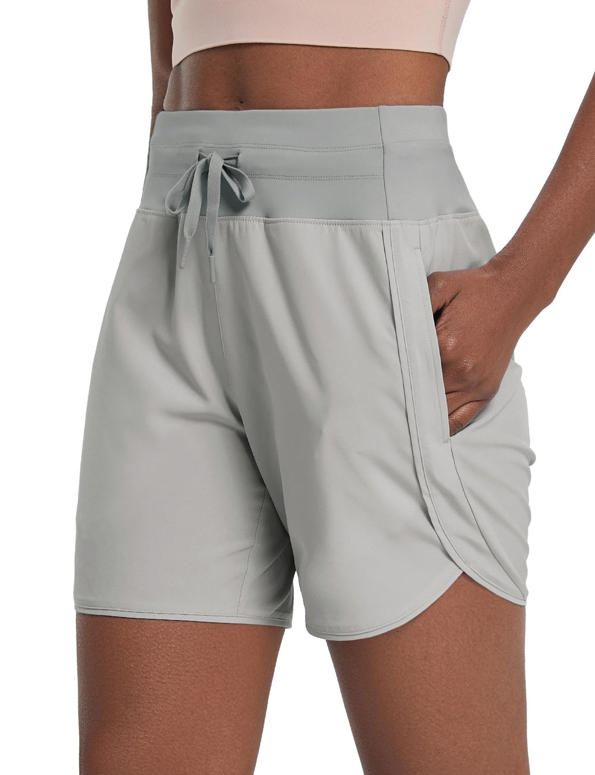 baleaf Women's 5" Athletic Running Shorts with Zipper Pocket Hiking Workout