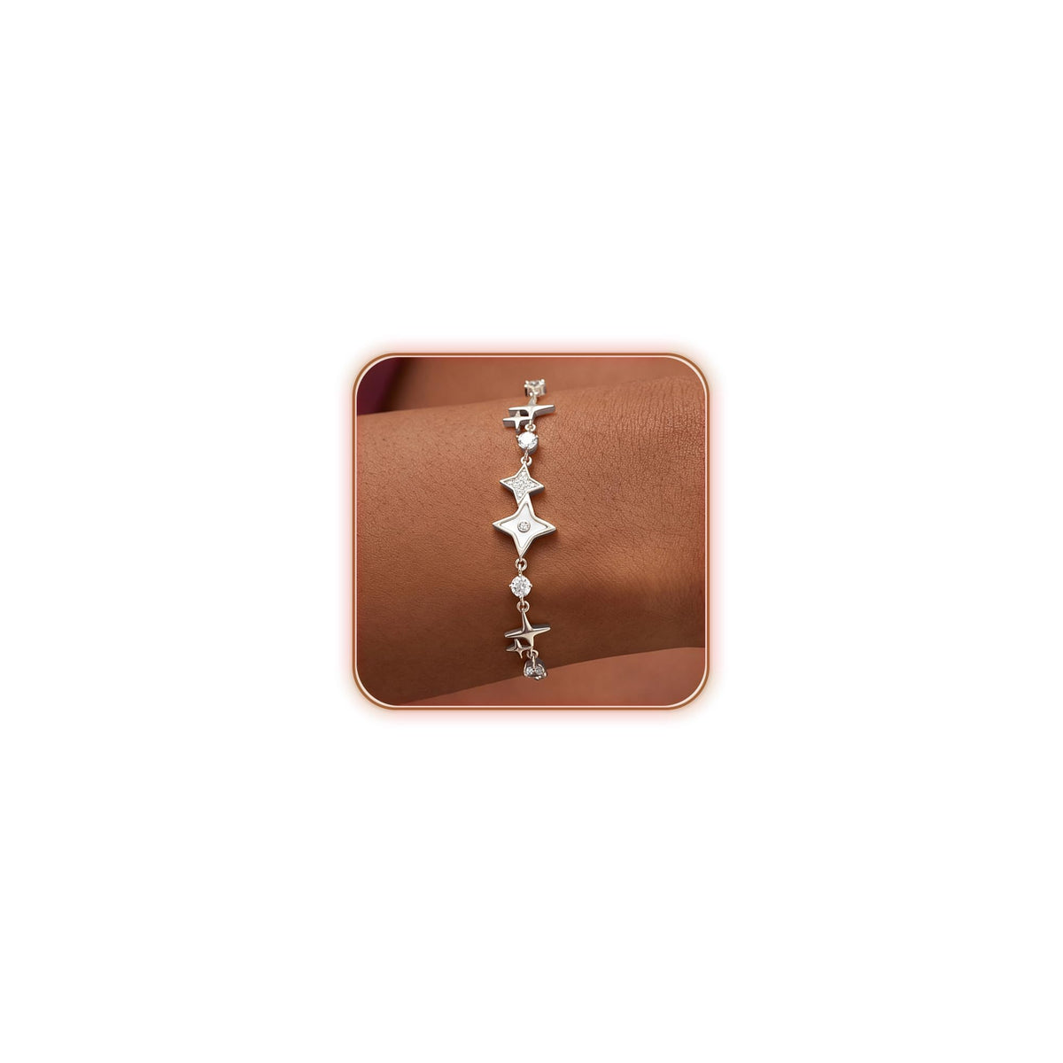 uniqtrue Women's 14K Gold-Plated Cubic Zirconia Hand Chain Bracelet