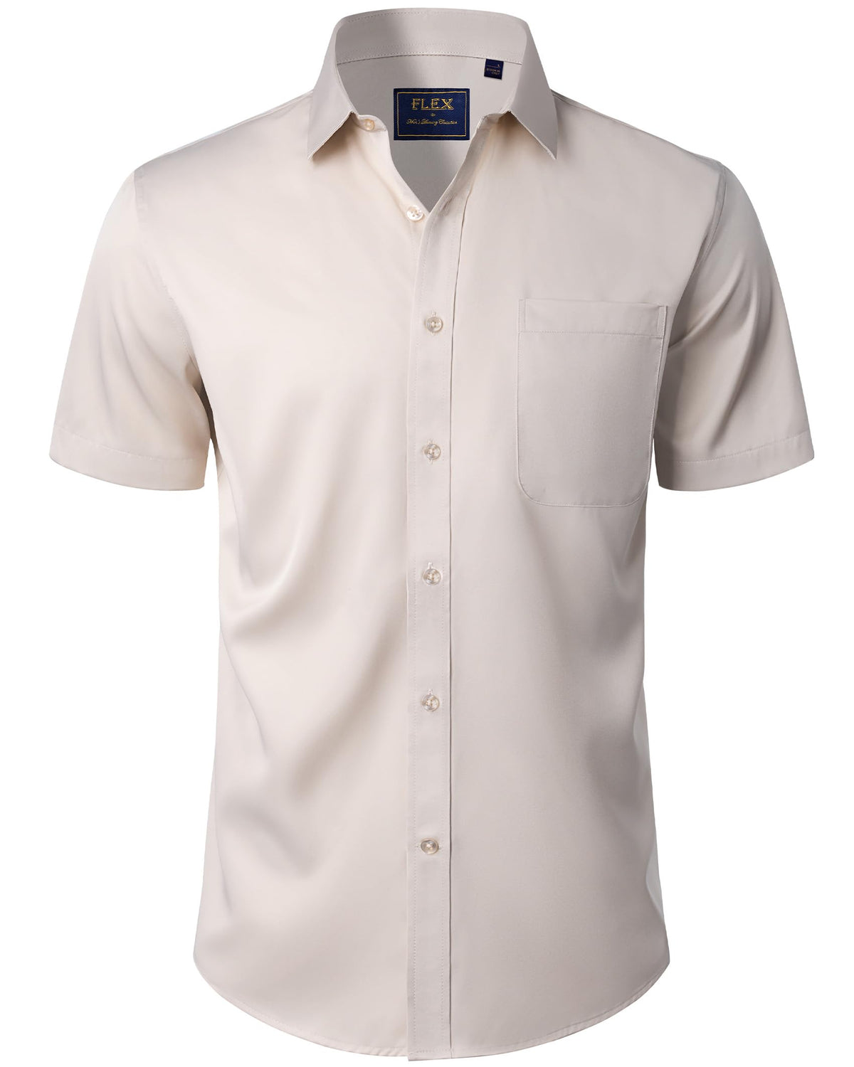 J.VER Mens Short Sleeve Dress Shirts Solid Wrinkle Free Casual Button Down Shirt with Pocket