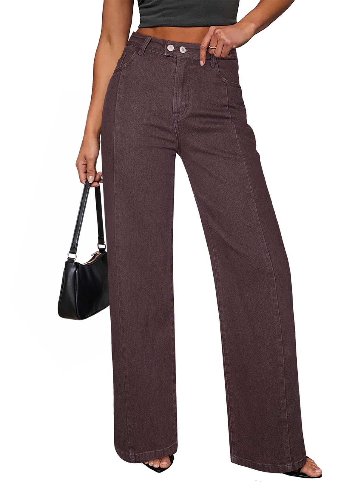 Sidefeel Women's Wide Leg Jeans High Waisted Stretchy Baggy Denim Pants
