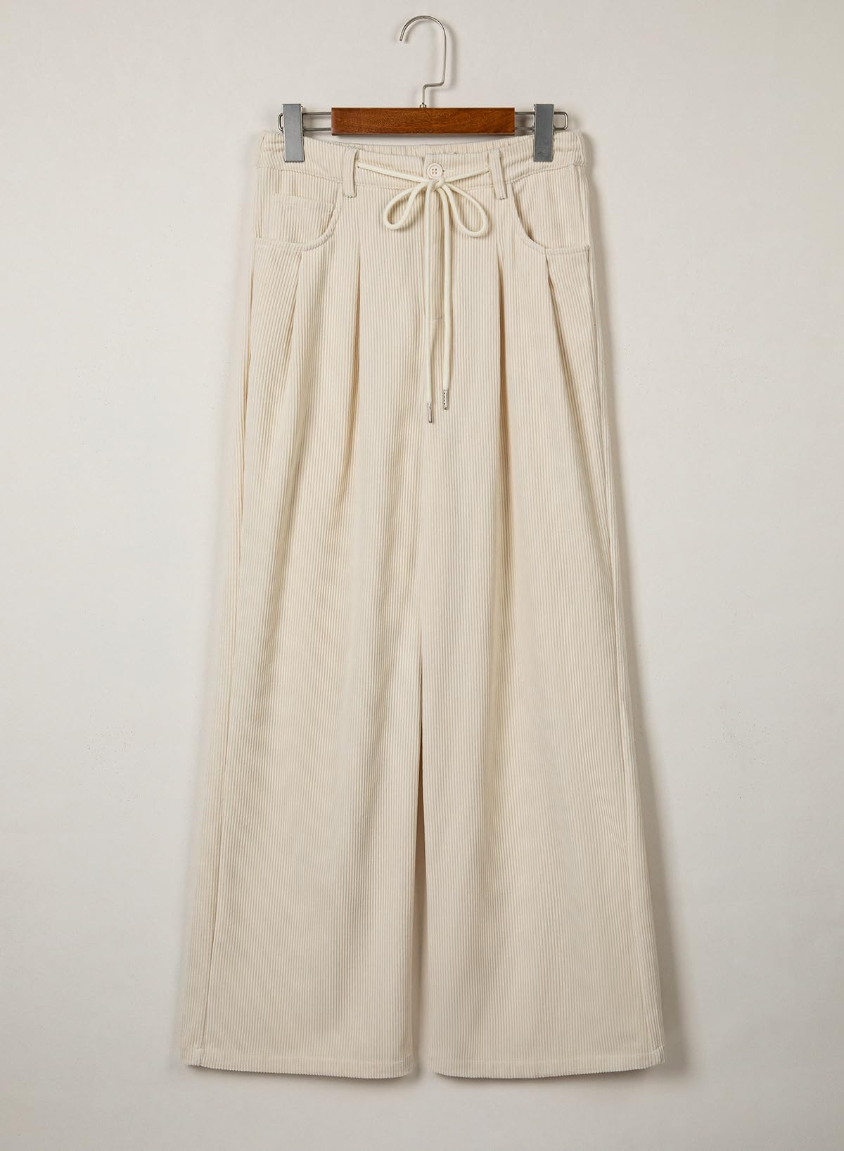 Sidefeel Corduroy Pants Women Wide Leg High Waisted Drawstring Baggy Pants