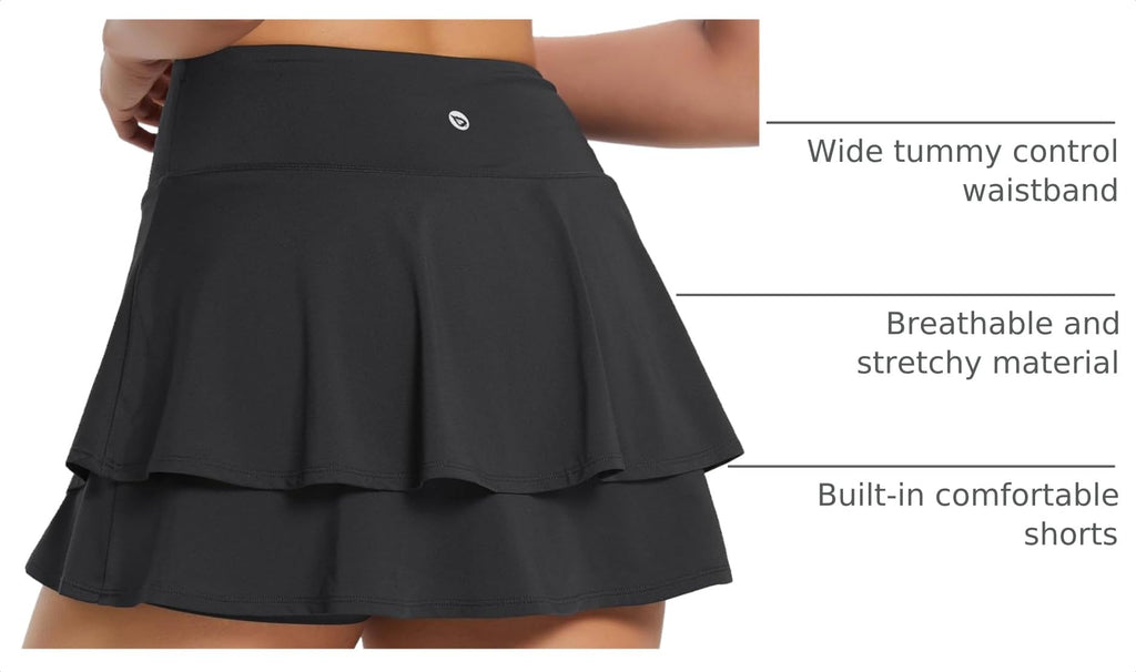 baleaf Women's Pleated Tennis Skirts Athletic Golf Ruffle Skorts Pockets