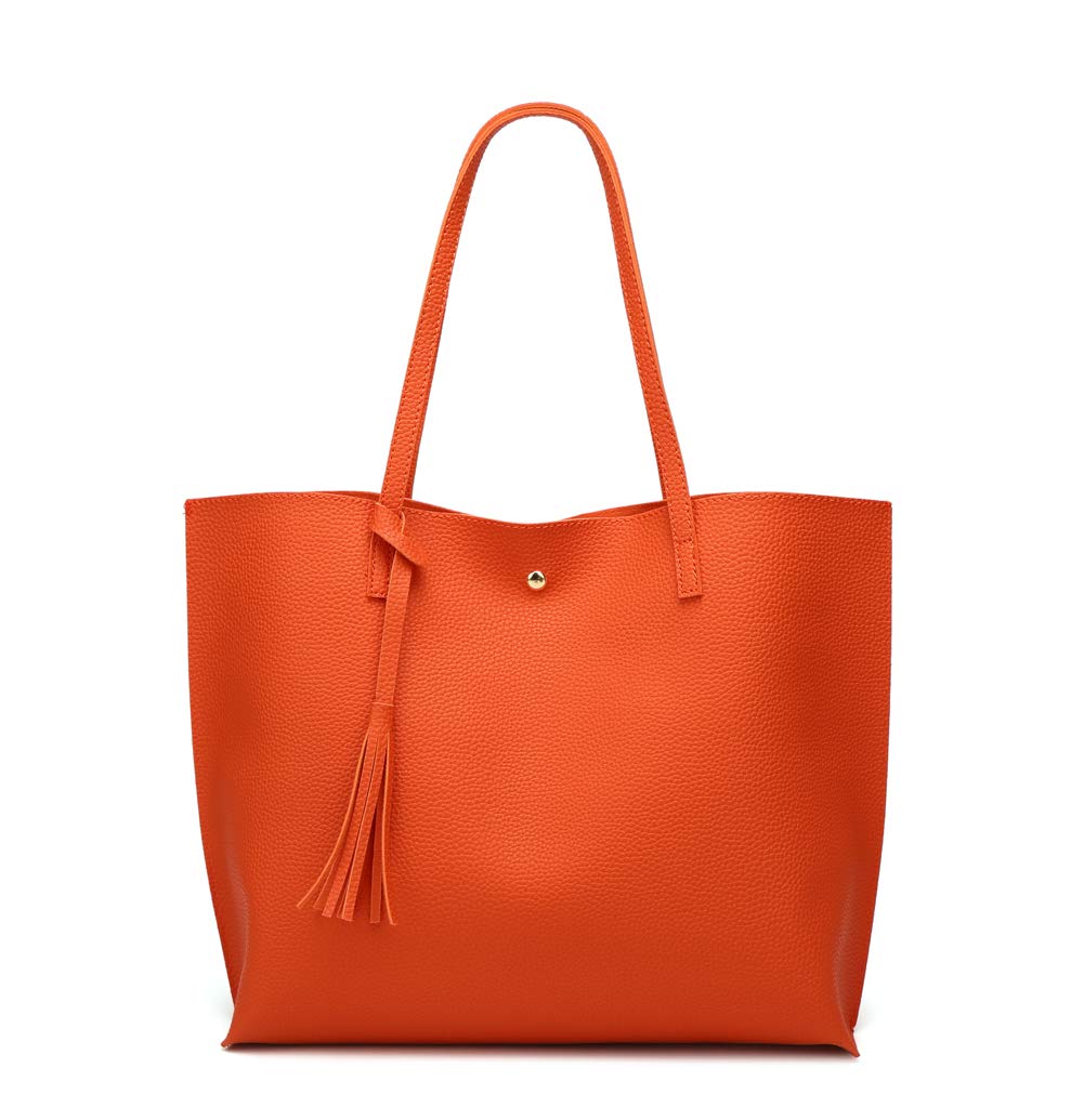Dreubea Women's Soft Faux Leather Large Tassel Tote Shoulder Bag