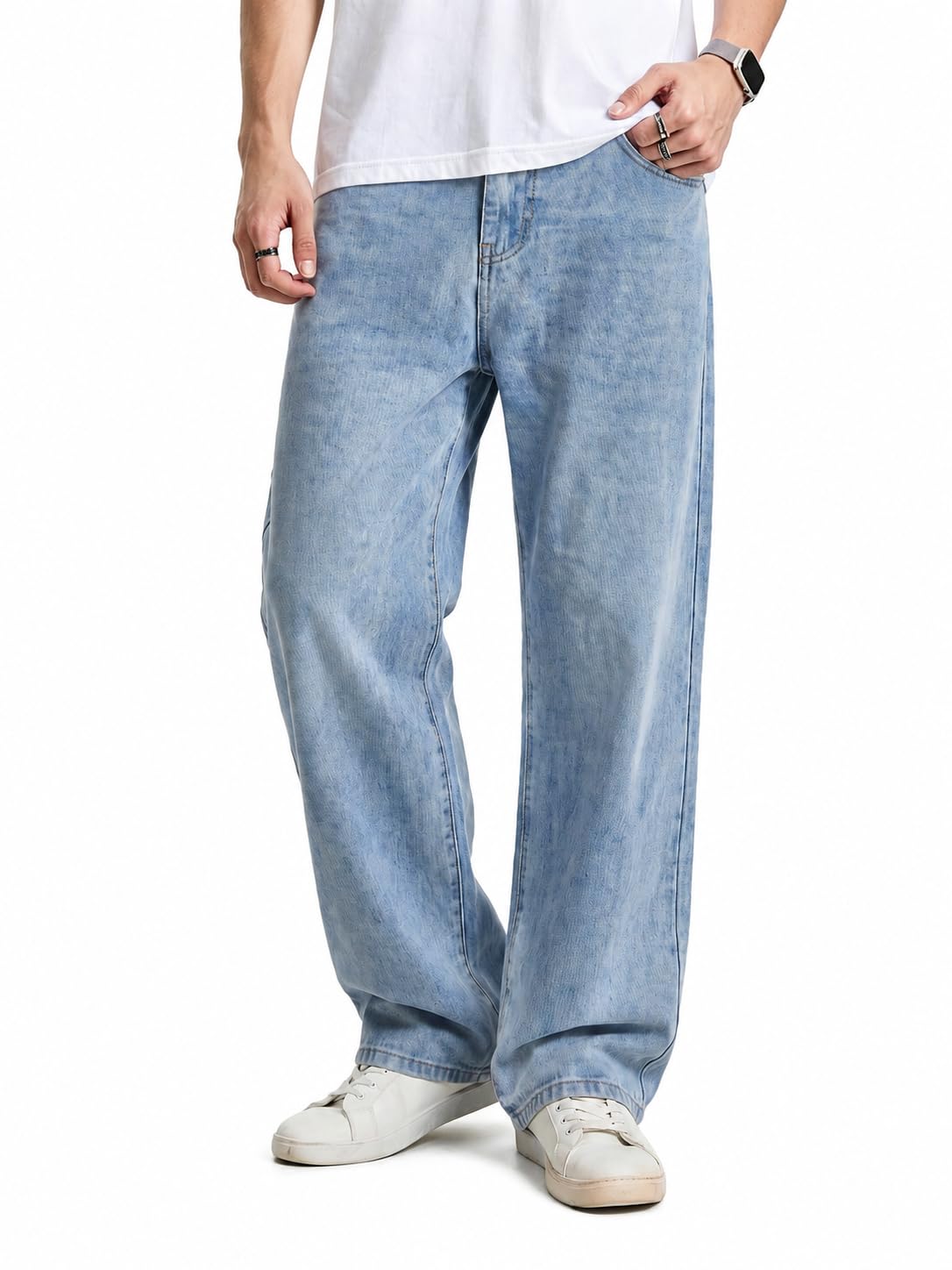 JMIERR Men's Stretch Baggy Wide-Leg Denim Jeans