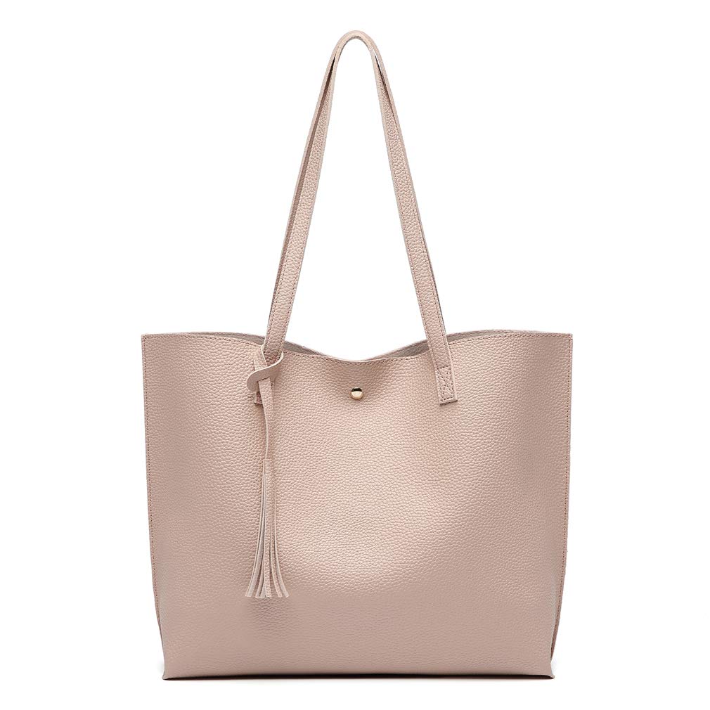 Dreubea Women's Soft Faux Leather Large Tassel Tote Shoulder Bag