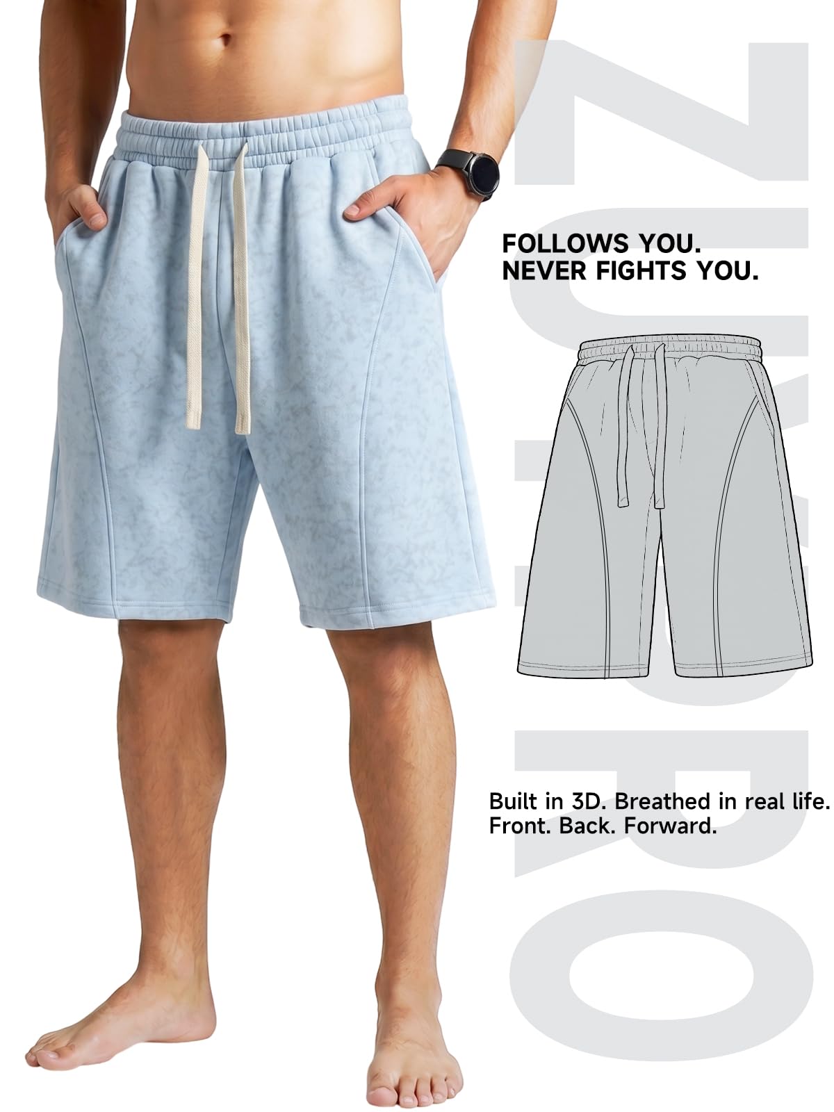 ZUY Men's Cotton Fleece 8-Inch Athletic Sweat Shorts