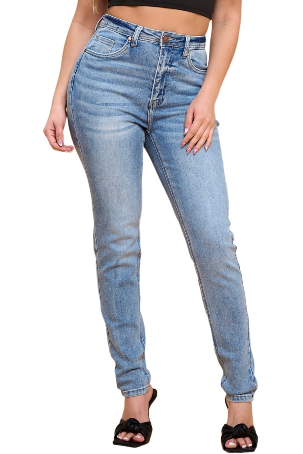 Women's High-Waisted Stretch Distressed Skinny Jeans