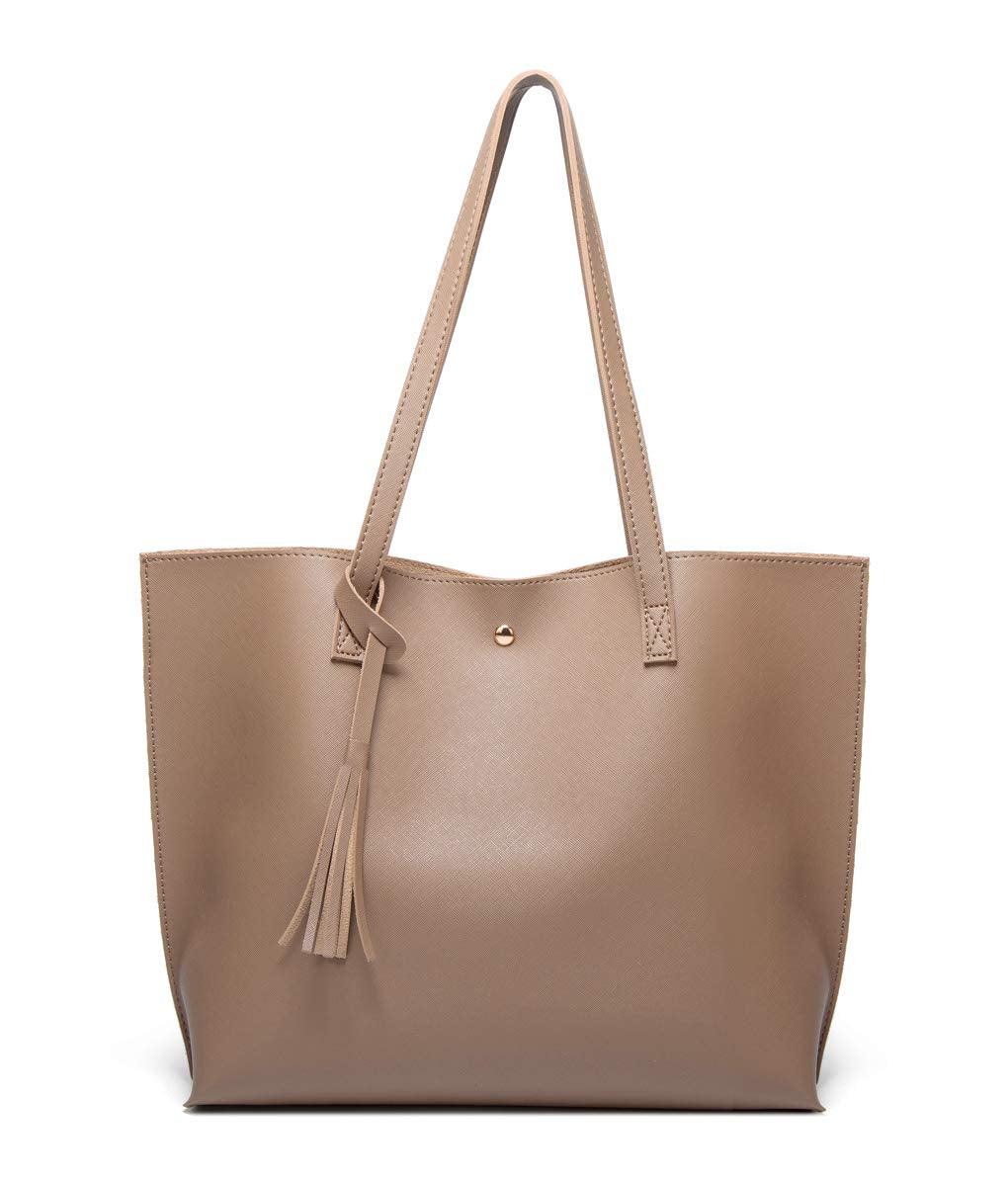 Dreubea Women's Soft Faux Leather Large Tassel Tote Shoulder Bag