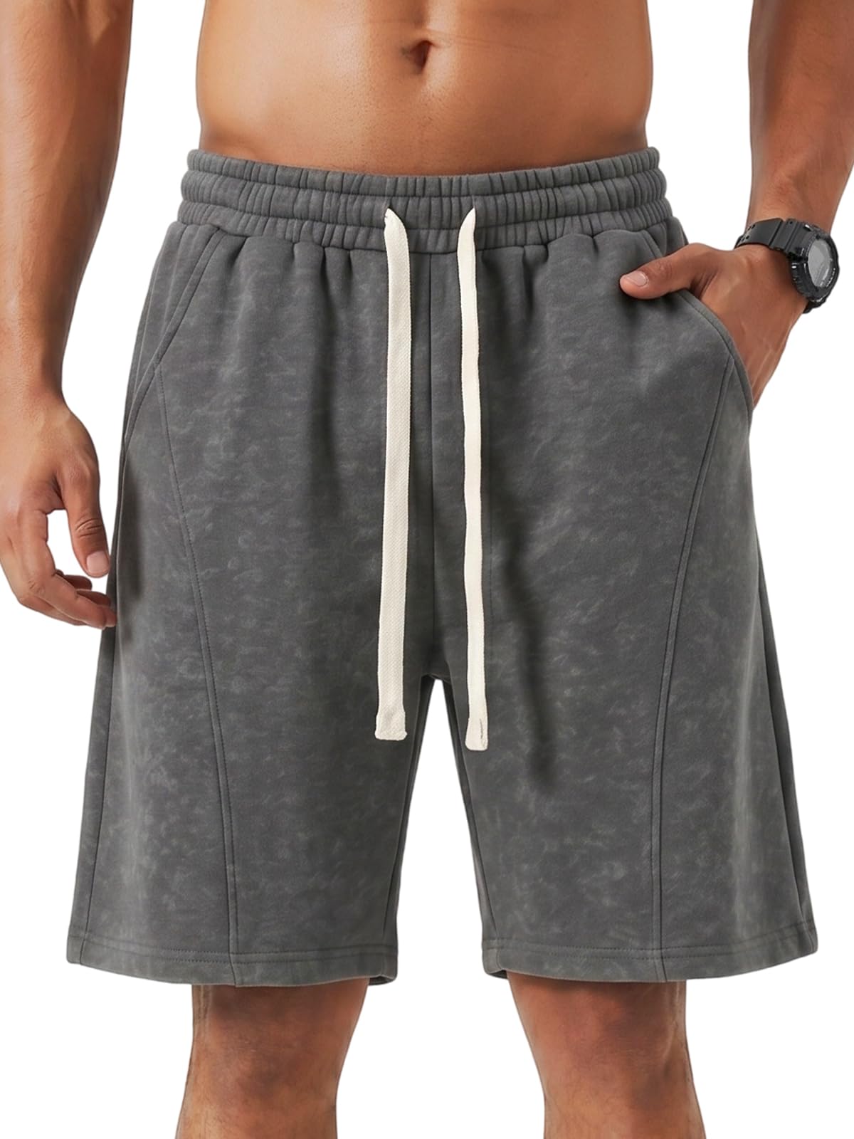 ZUY Men's Cotton Fleece 8-Inch Athletic Sweat Shorts