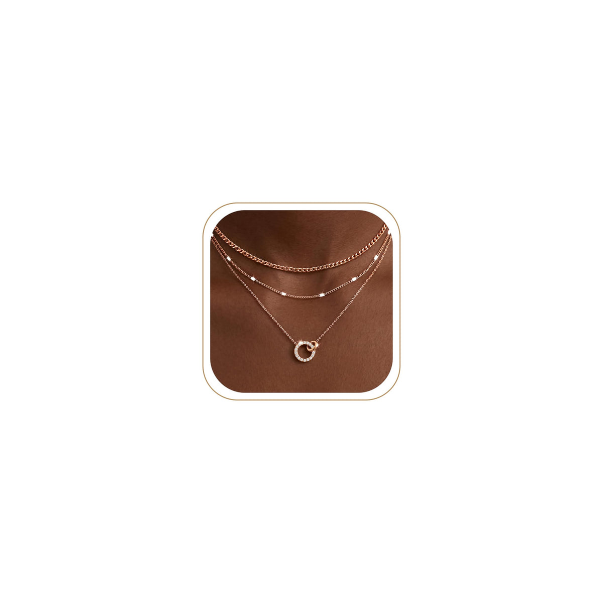 WomenGifts Layered 14K Gold-Plated Pendant Necklace Set