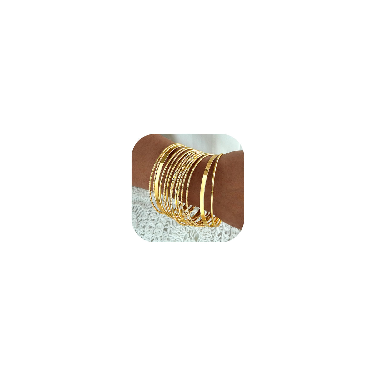 ÌF ME Women's 18K Gold-Plated Stackable Bangle Bracelet Set