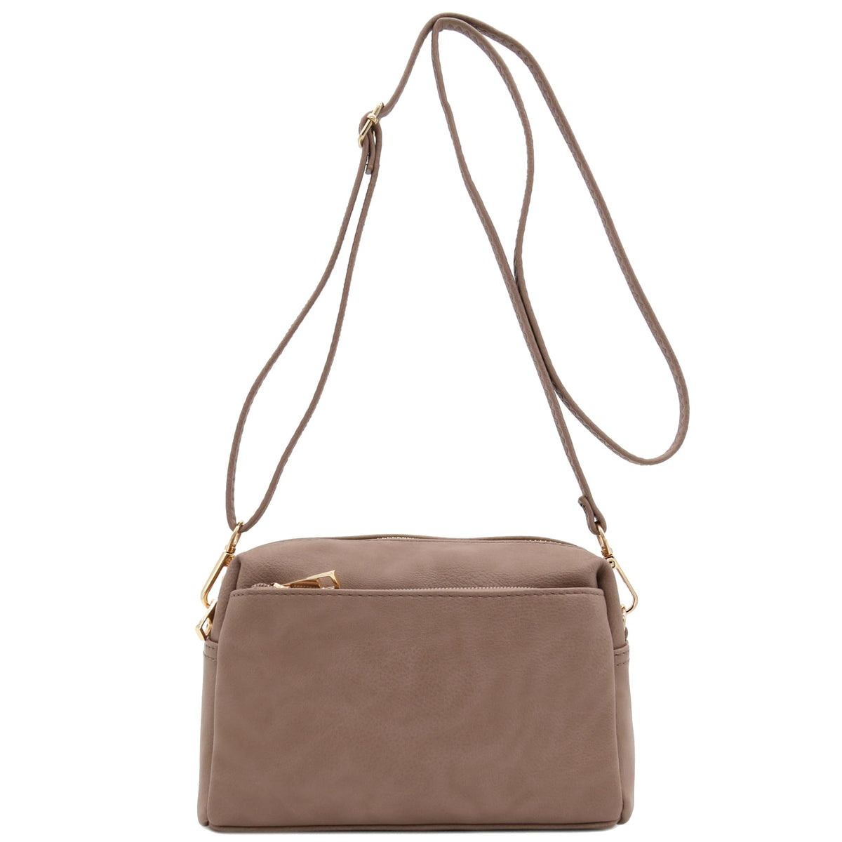 FashionPuzzle Triple Zip Small Crossbody Shoulder Bag