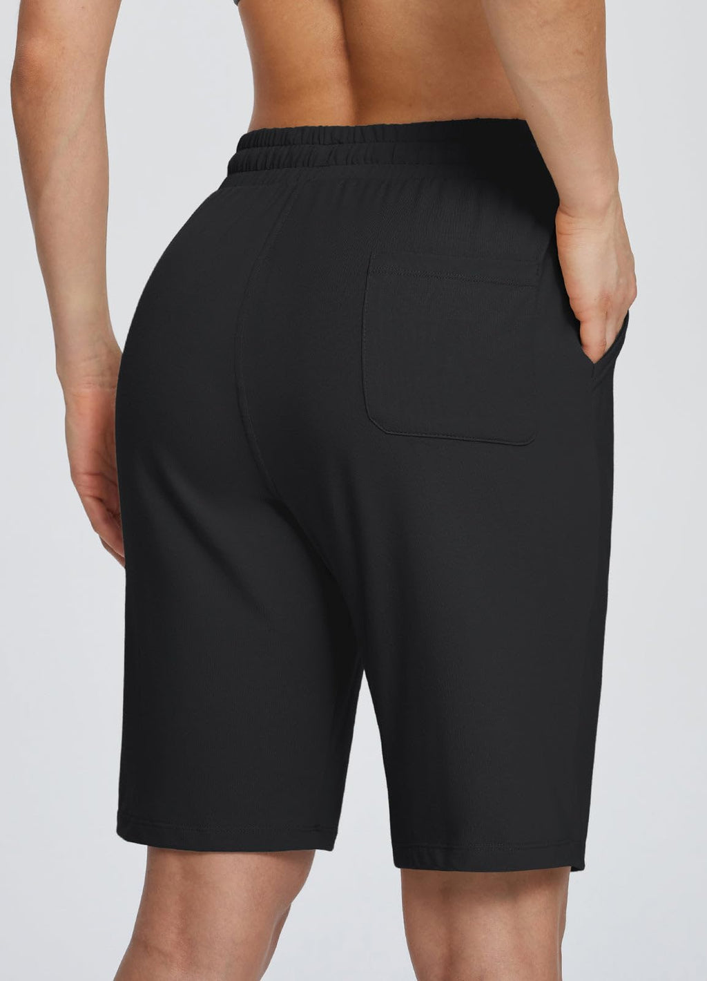 baleaf Women's Bermuda Shorts Long Cotton Knee Length Lounge with Pockets