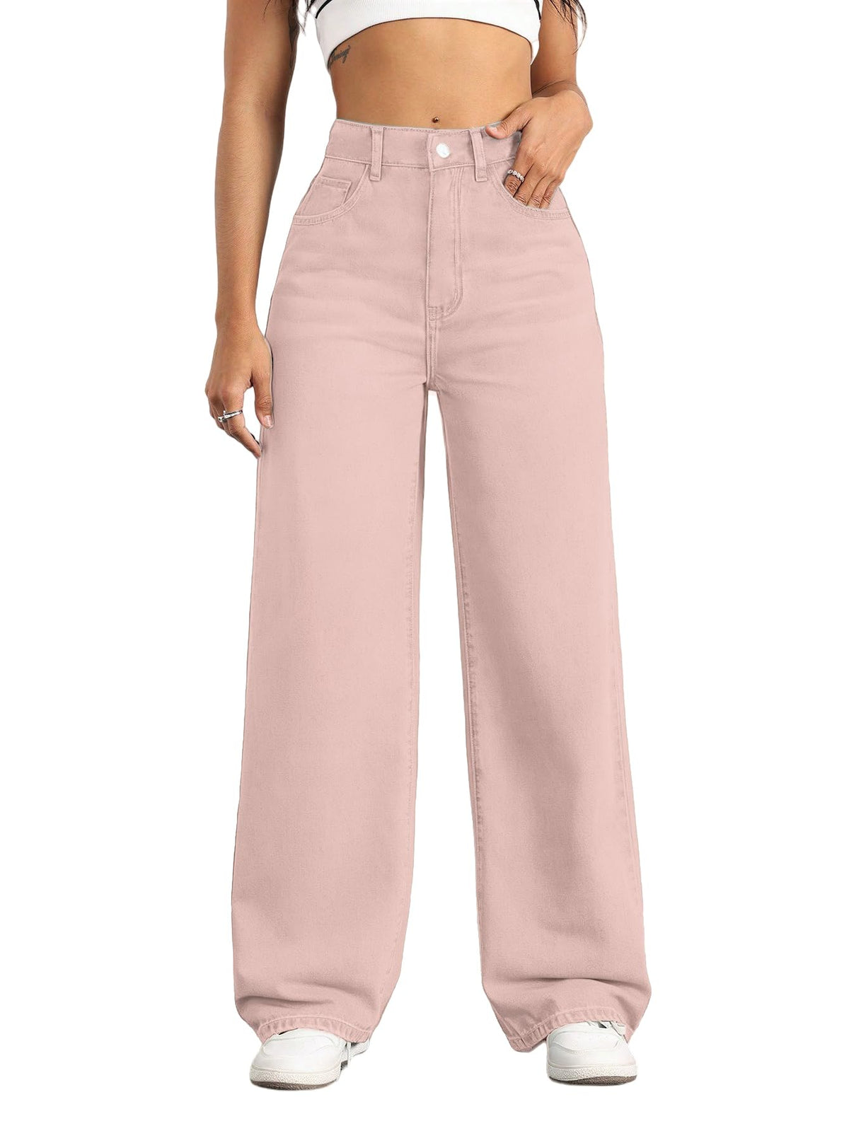 Mars Power Women's High-Waisted Wide-Leg Straight Jeans