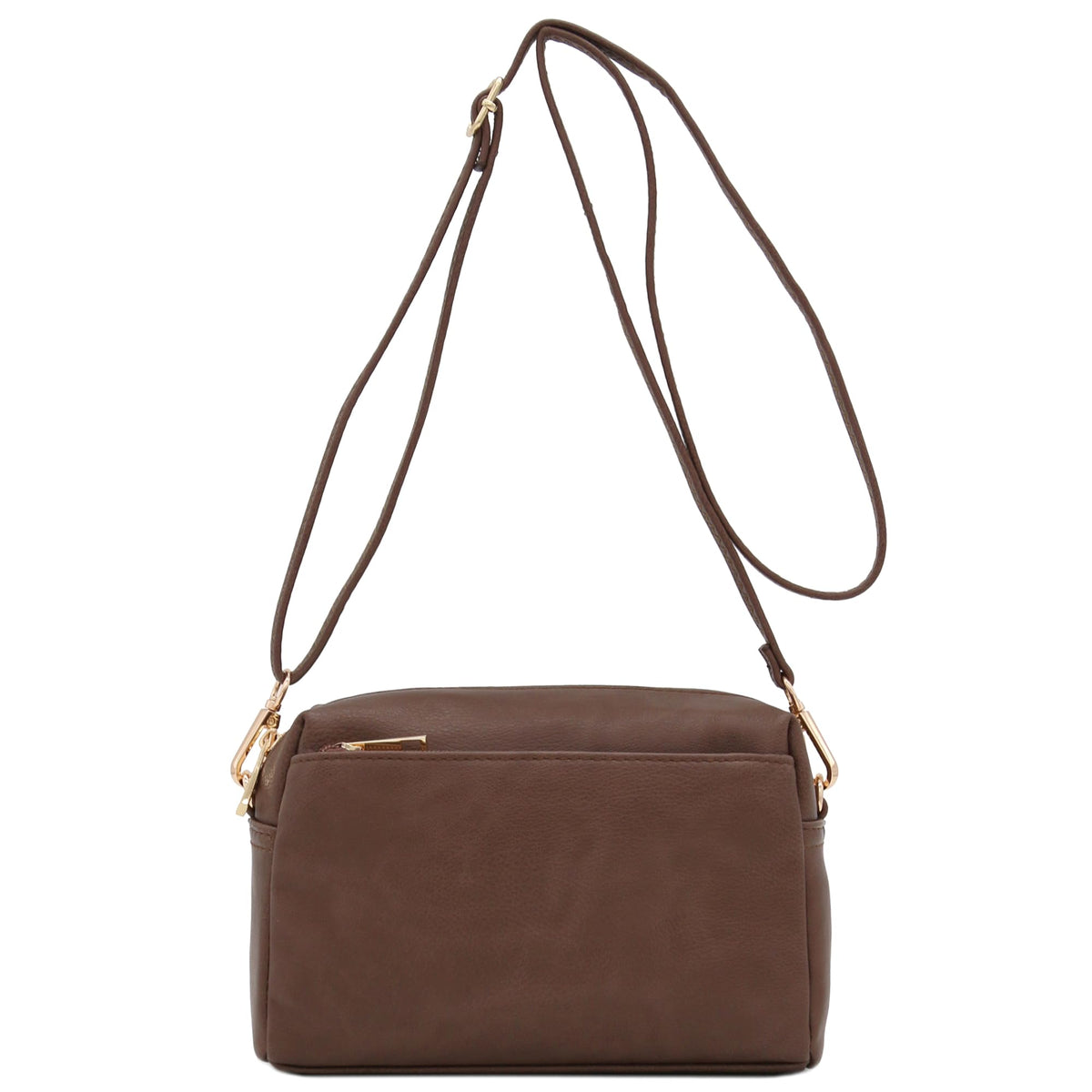 FashionPuzzle Triple Zip Small Crossbody Shoulder Bag