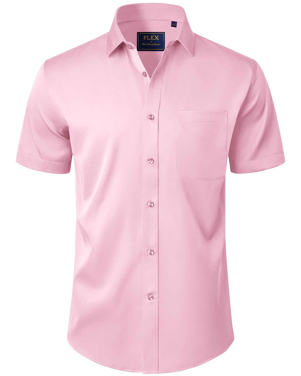 J.VER Mens Short Sleeve Dress Shirts Solid Wrinkle Free Casual Button Down Shirt with Pocket