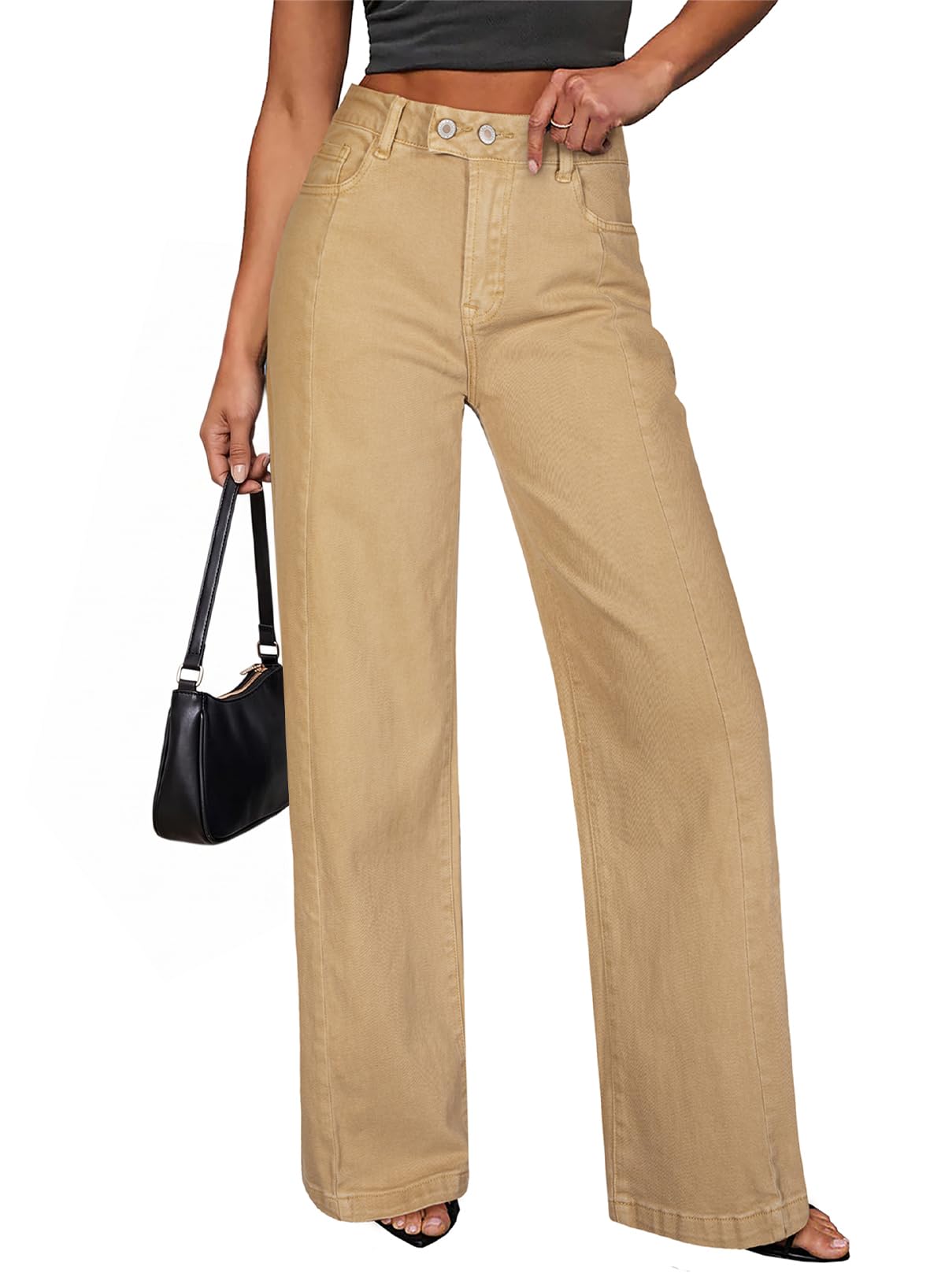 Sidefeel Women's Wide Leg Jeans High Waisted Stretchy Baggy Denim Pants