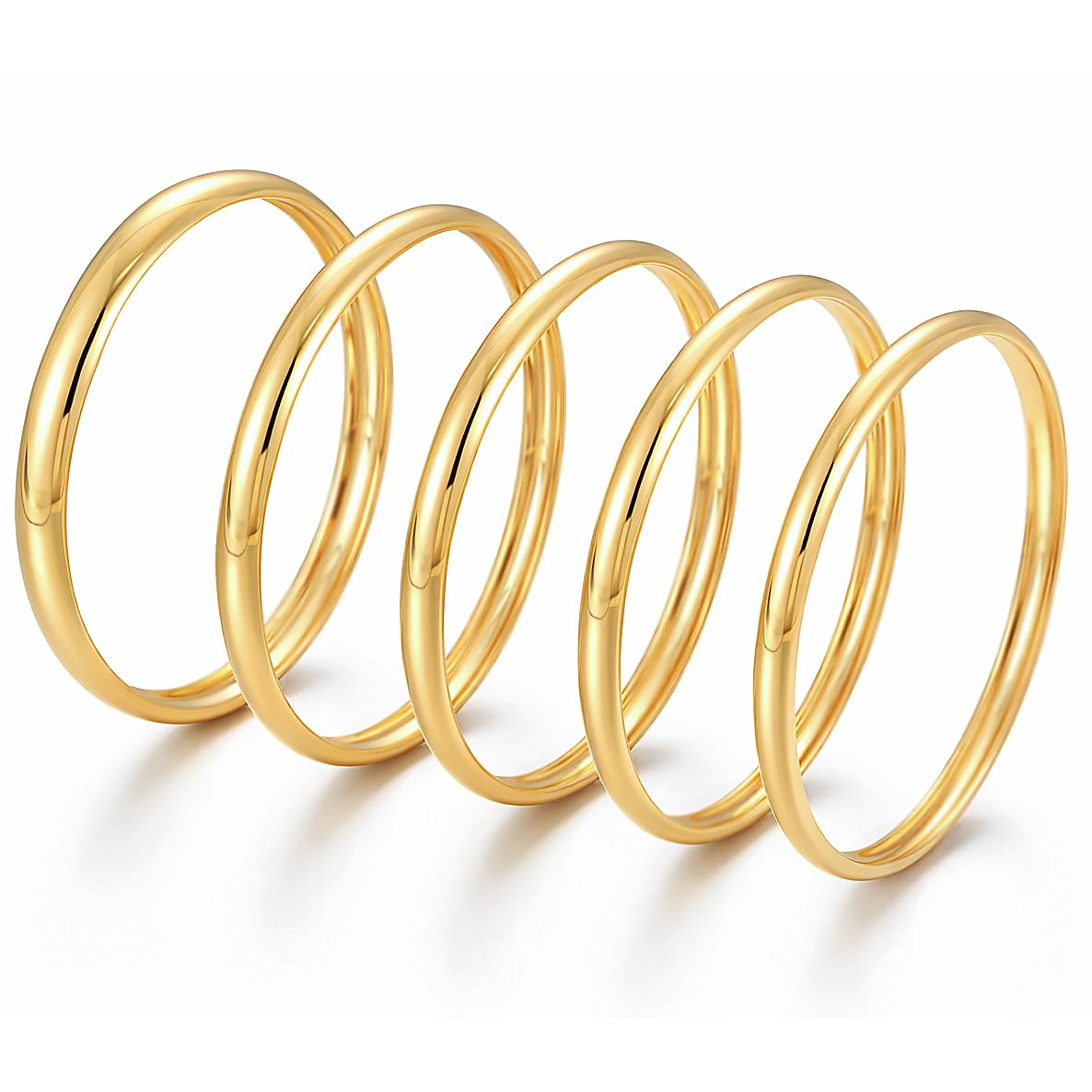 Women's 14K Gold-Plated Stackable Chunky Bangle Bracelet Set