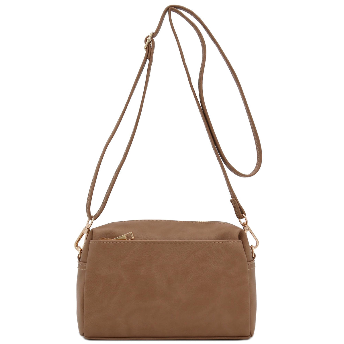 FashionPuzzle Triple Zip Small Crossbody Shoulder Bag