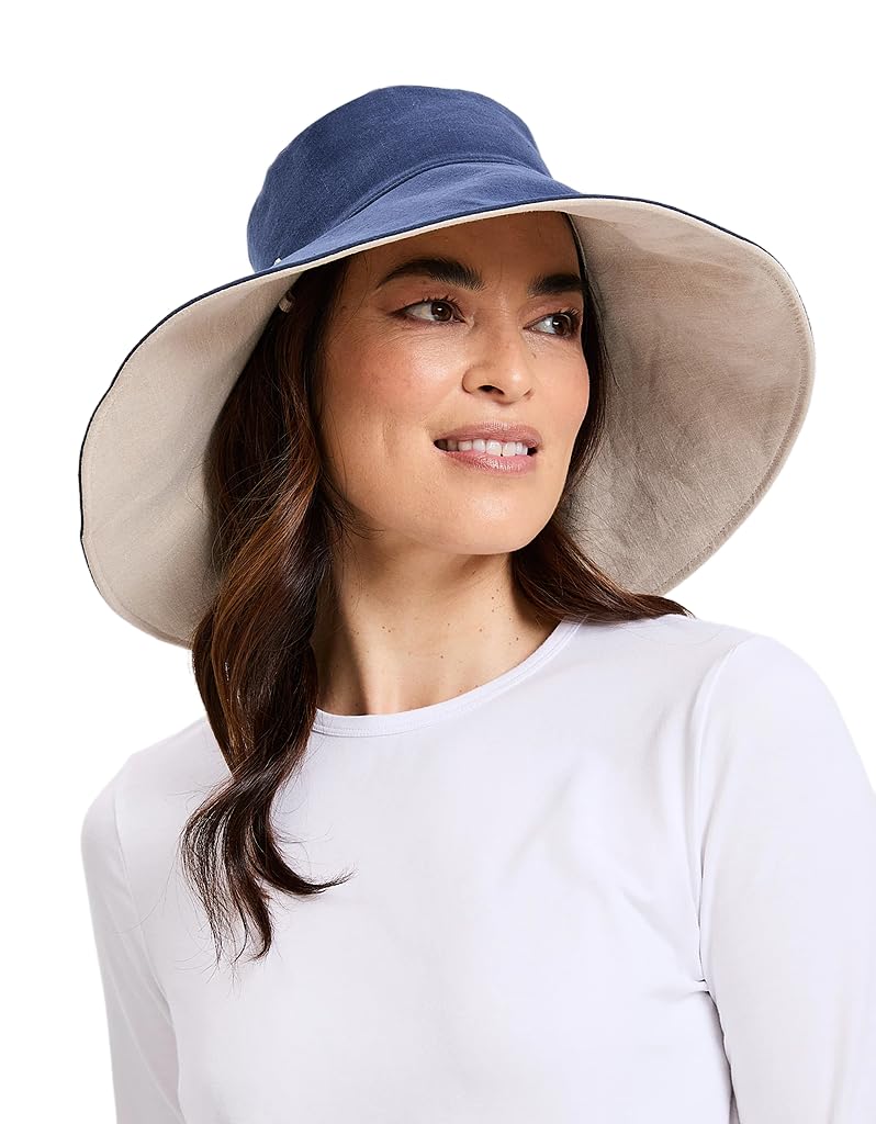Solbari Women's Ultra-Wide Cotton Linen UPF 50+ Sun Hat