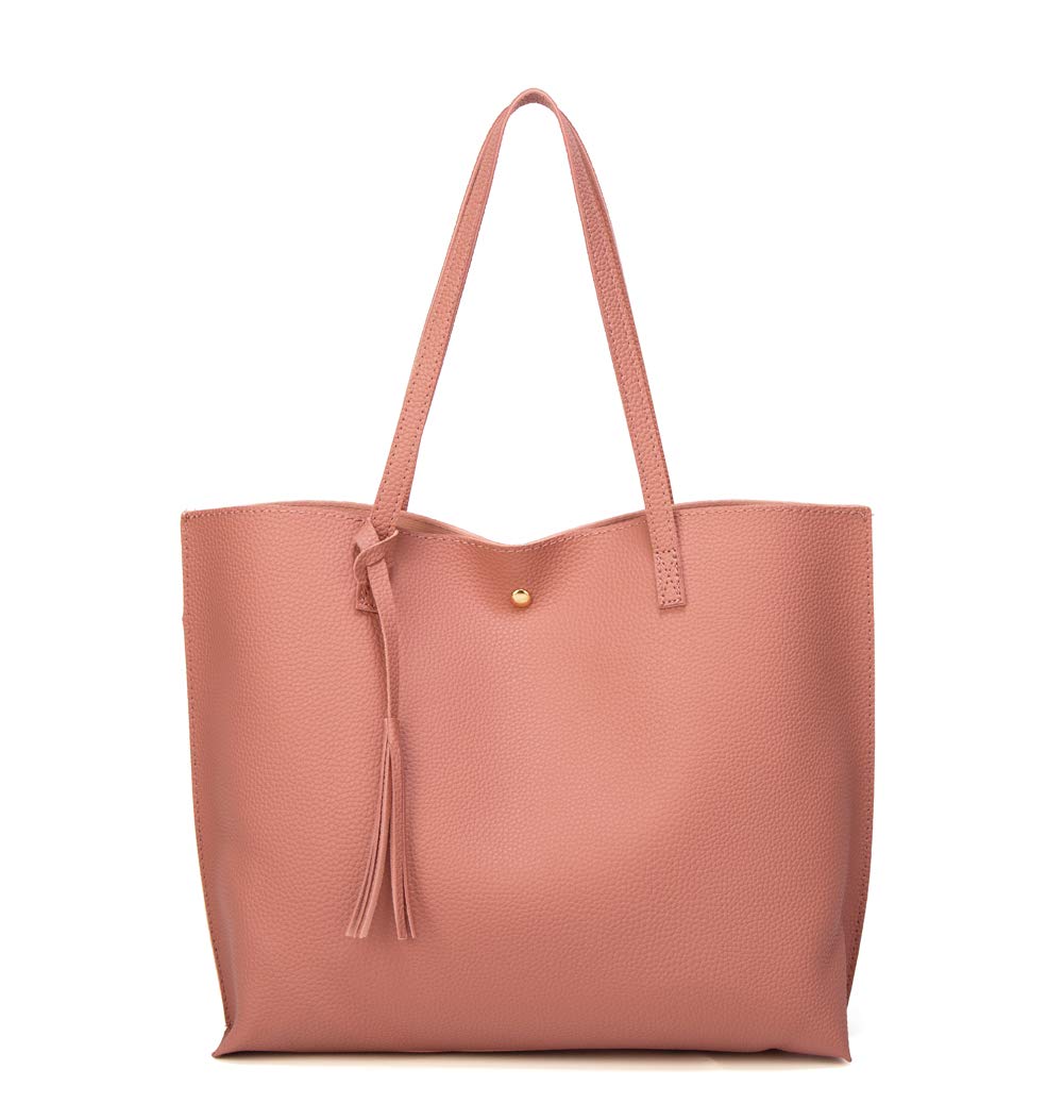 Dreubea Women's Soft Faux Leather Large Tassel Tote Shoulder Bag