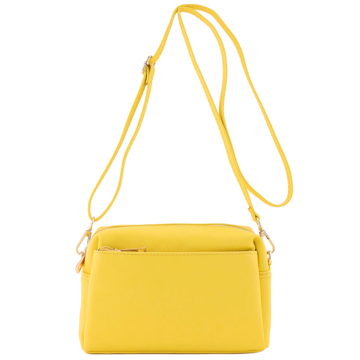 FashionPuzzle Triple Zip Small Crossbody Shoulder Bag