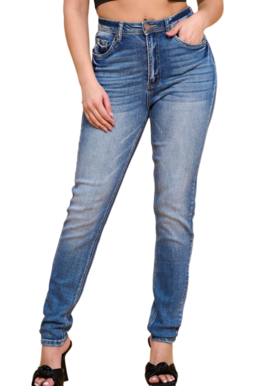 Women's High-Waisted Stretch Distressed Skinny Jeans