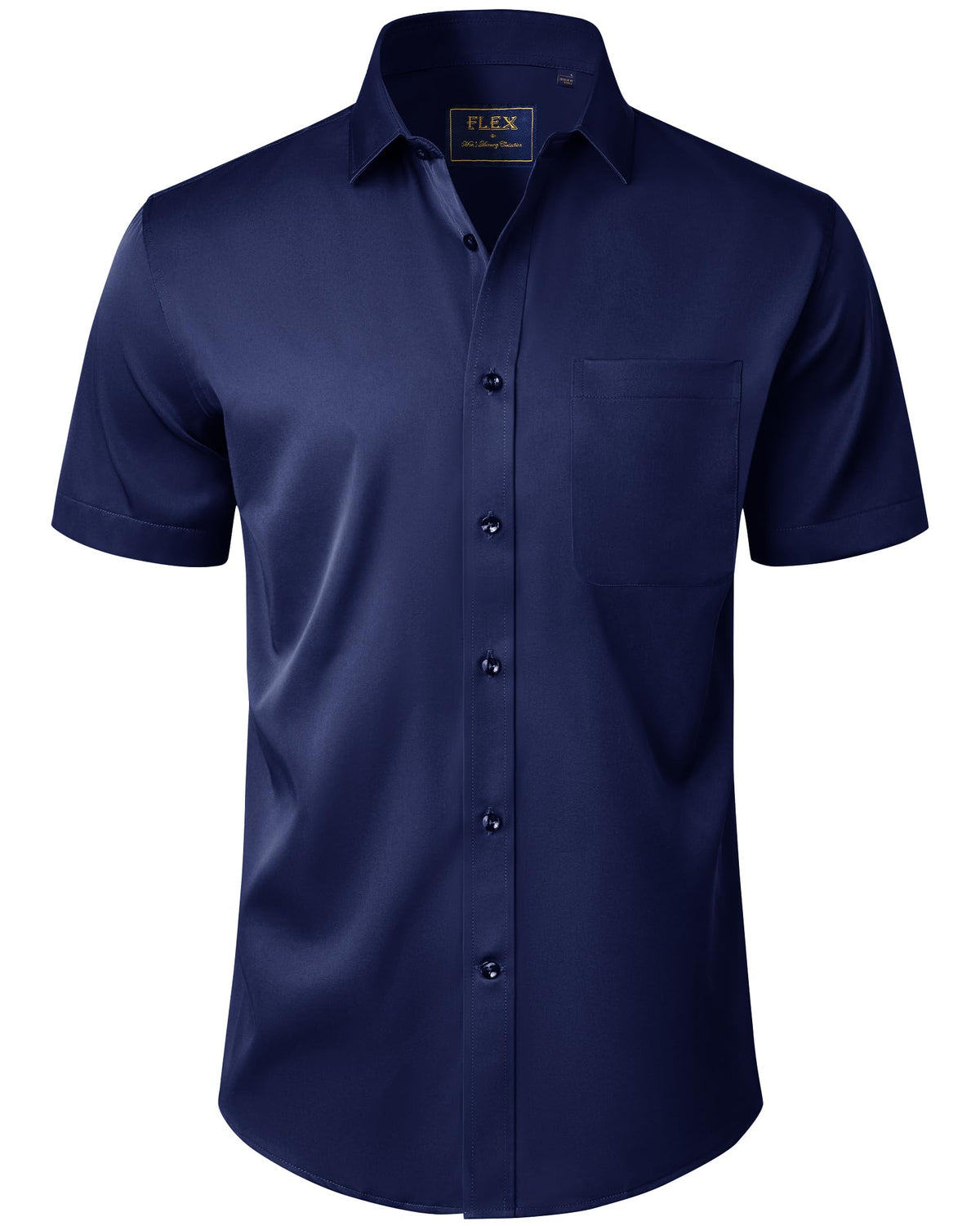 J.VER Mens Short Sleeve Dress Shirts Solid Wrinkle Free Casual Button Down Shirt with Pocket