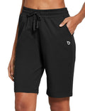 baleaf Women's Bermuda Shorts Long Cotton Knee Length Lounge with Pockets