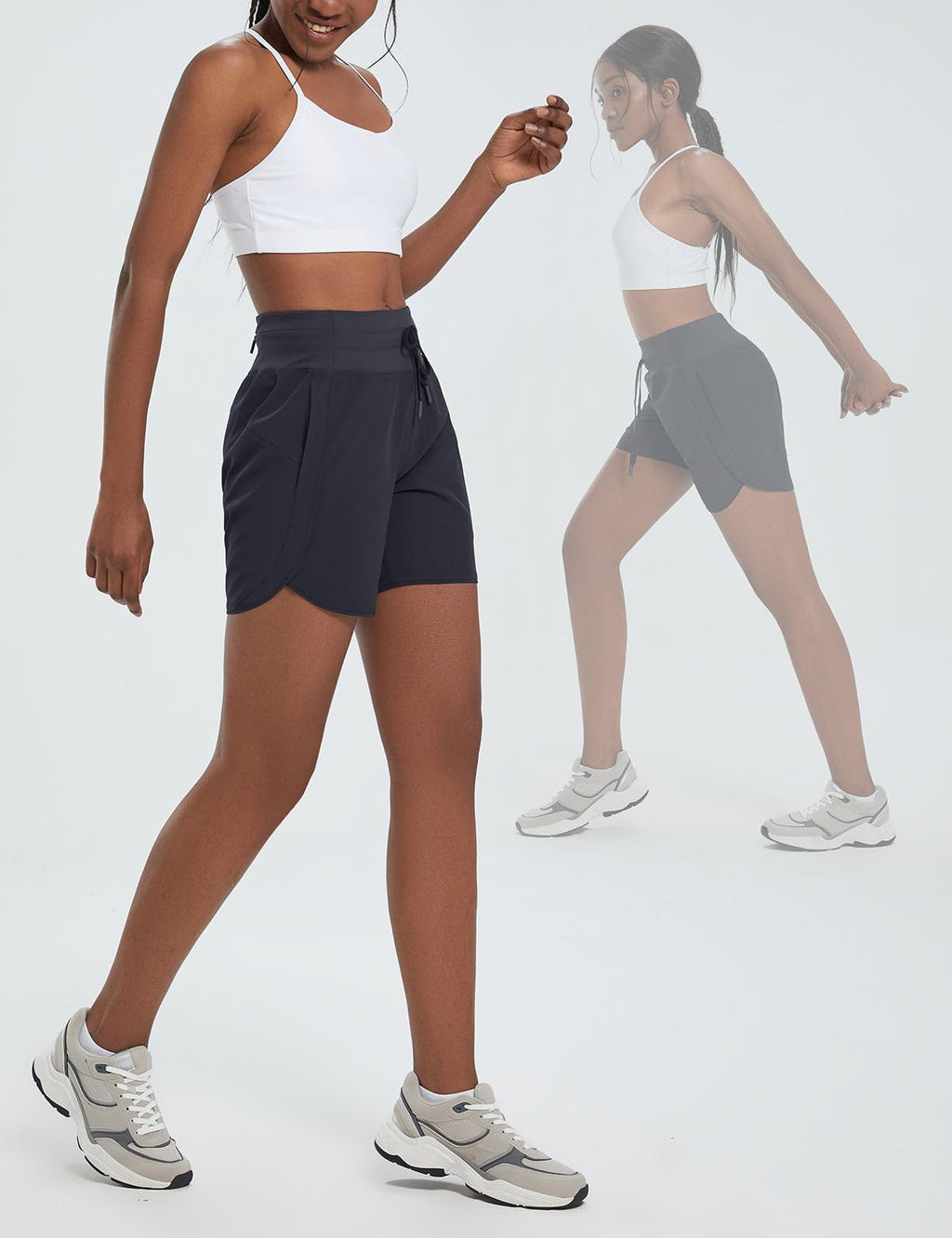 baleaf Women's 5" Athletic Running Shorts with Zipper Pocket Hiking Workout